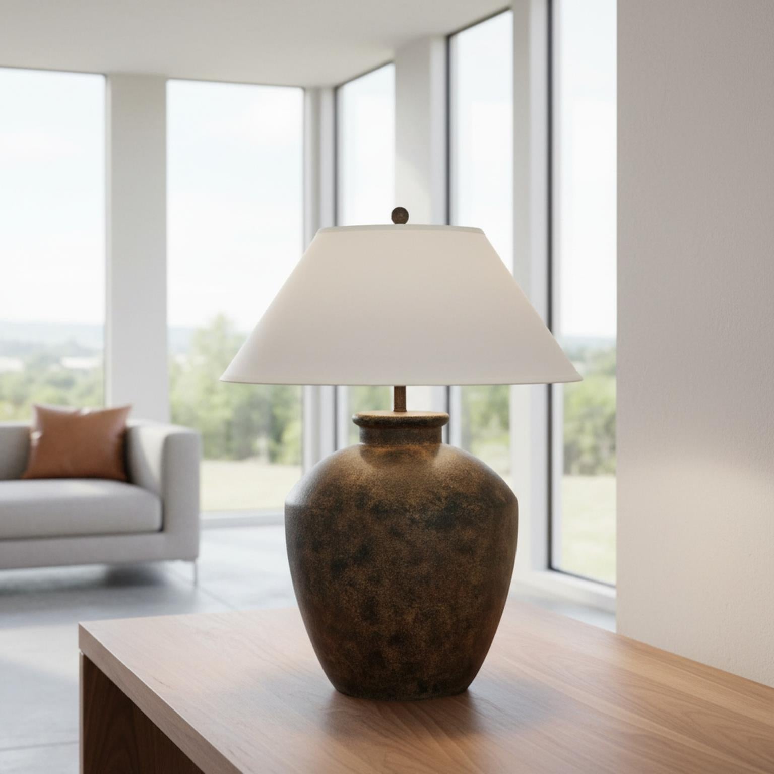 Terracotta, 30.5" resin table lamp in black finish, sold as 1pk