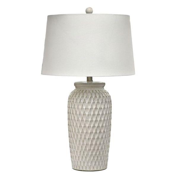 Luna, 27" White Ceramic Table Lamp w/ Gentle Distressing, sold as 2 pack