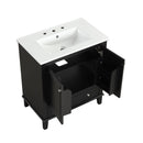 30" Bathroom Vanity With Sink Combo, Multi Functional Bathroom Cabinet With Doors And Drawer - Black
