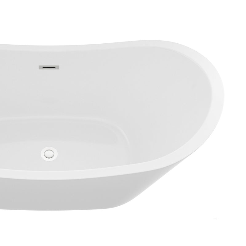 Glossy Freestanding Bathtub, Double Slipper Design, Deep Soaking Comfort