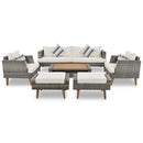 6 Pieces All Weather Sofa Set, Outdoor Rattan Sofa With Double Cushions