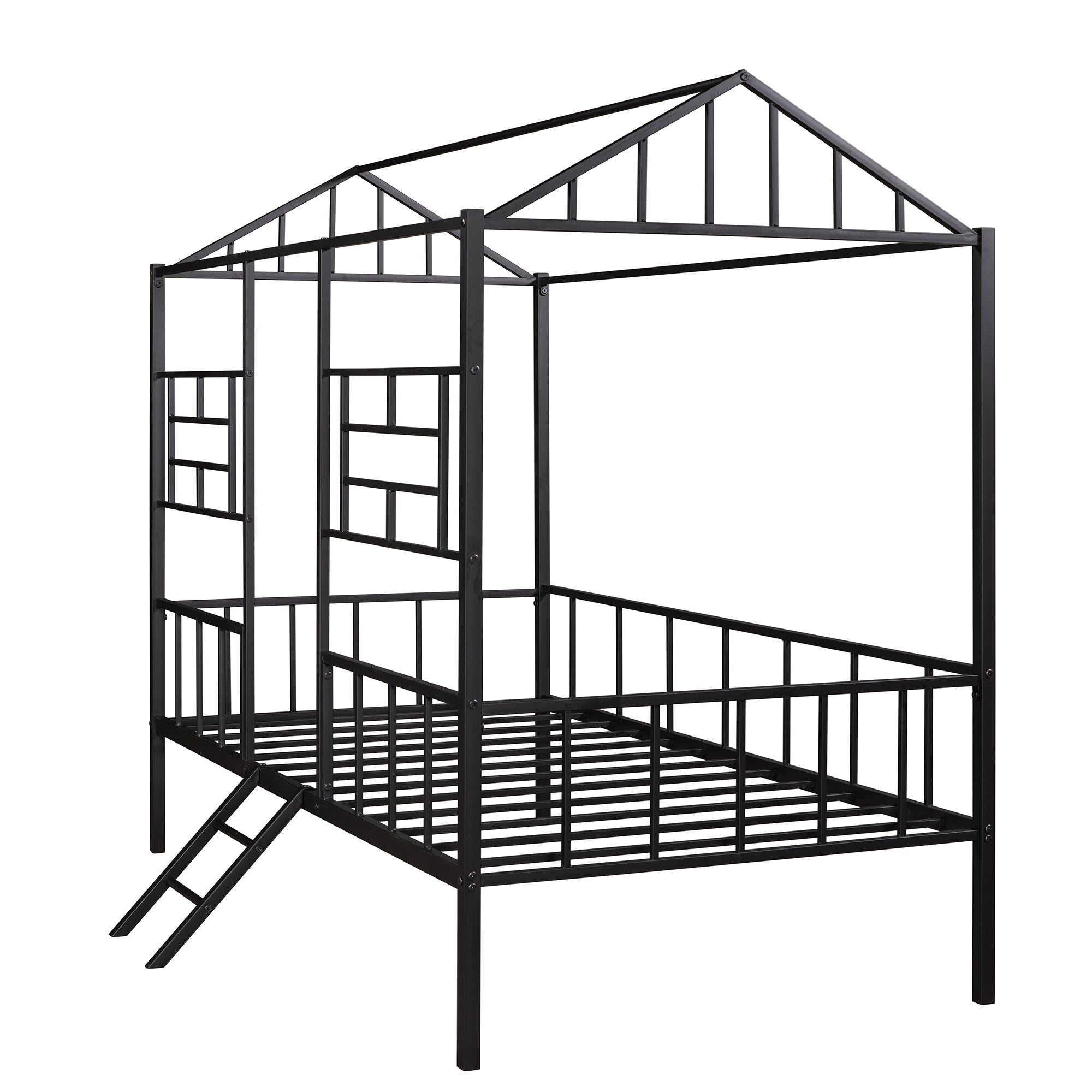 Metal House Bed Frame Twin Size with Slatted Support No Box Spring Needed Black - Atlantic Fine Furniture Melbourne FL