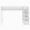 Twin over Full Loft Bed with Staircase,White(OLD SKU:SM000107AAK)