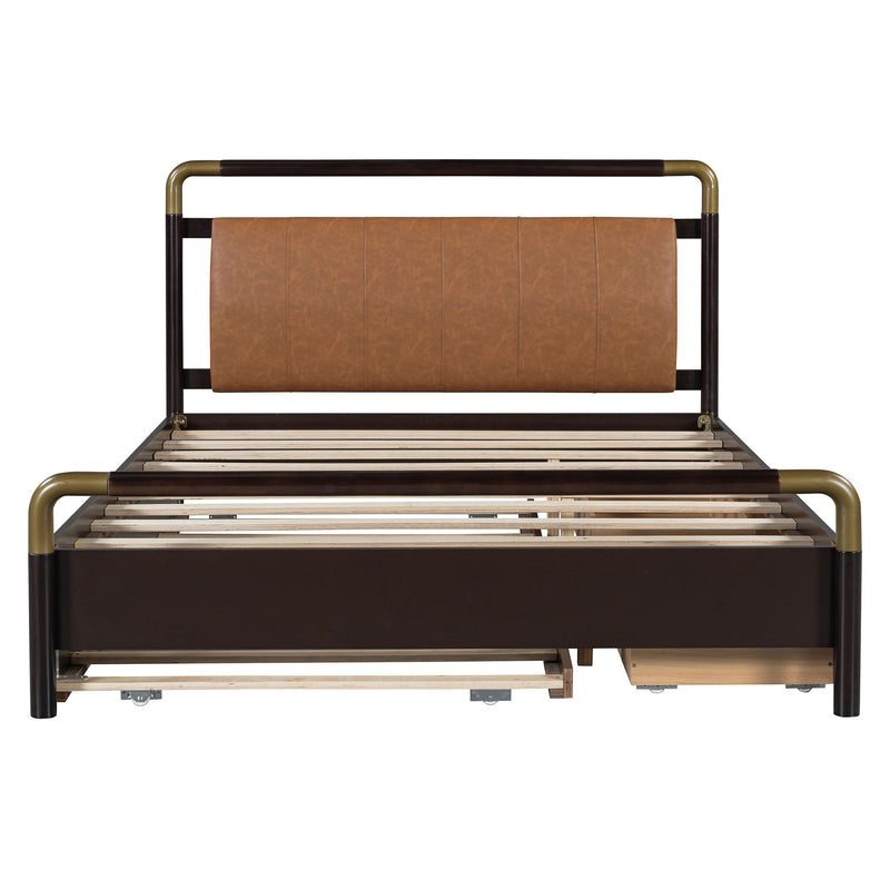 Storage Platform Bed, With 2 Big Drawers, Trundle