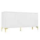 Modern 4 Door Sideboard With Creative Carved Surface And Adjustable Shelves