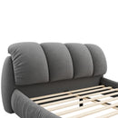 Queen Size Luxury Upholstered Bed With Thick Headboard, Velvet Queen Bed with Oversized Padded Backrest, Gray(Expect Arrival Date 2024/4/2)