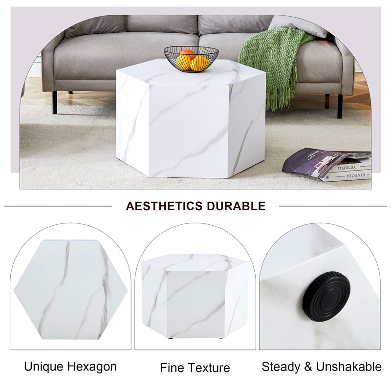 Modern Coffee Table With Complex Texture Patterns, Stylish And Durable Design - White