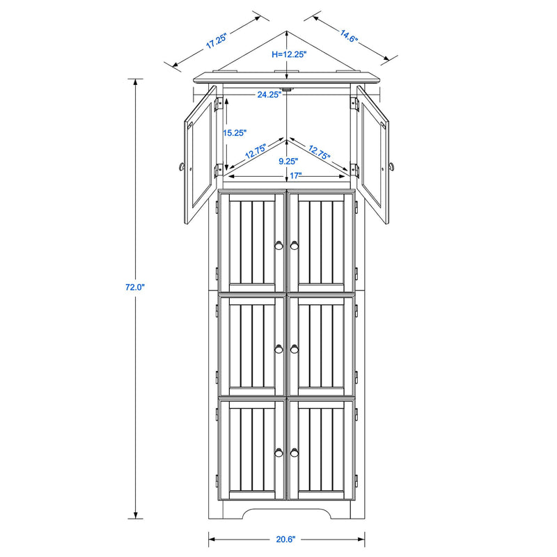 Tall Storage Cabinet With Doors And 4 Shelves For Living Room, Kitchen, Office, Bedroom, Bathroom, Modern