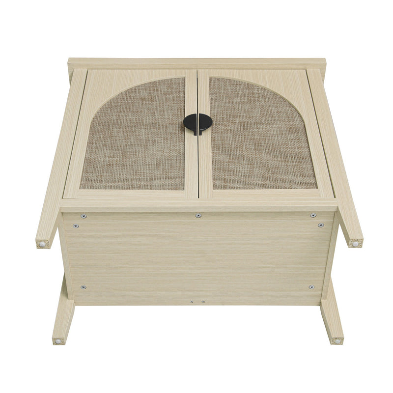 Rattan 2 Door Cabinet, Suitable For Bedroom - Natural