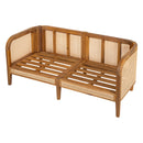 Kirkby - Bohemian Outdoor Patio Cushioned Sofa Weatherproof 56.25In - Teak / Beige