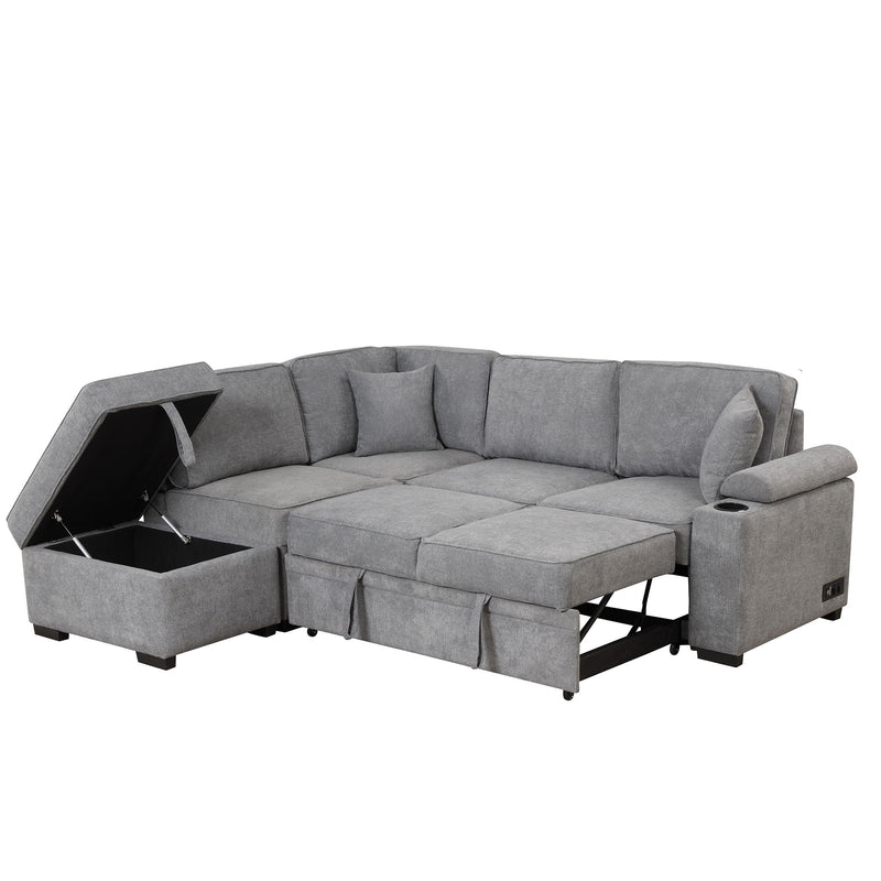 Sleeper Sofa Bed, 2 In 1 Pull Out Sofa Bed L Shape Couch With Storage Ottoman For Living Room, Bedroom Couch And Small Apartment