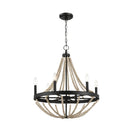 Starry - Chandelier Farmhouse Six Candle Light Wood Beaded Pendant Light For Dining Room - Black / Clear