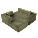 Compression Sectional Couch With Comfy Chaise, Boneless L Shape Sofa With Deep Seat