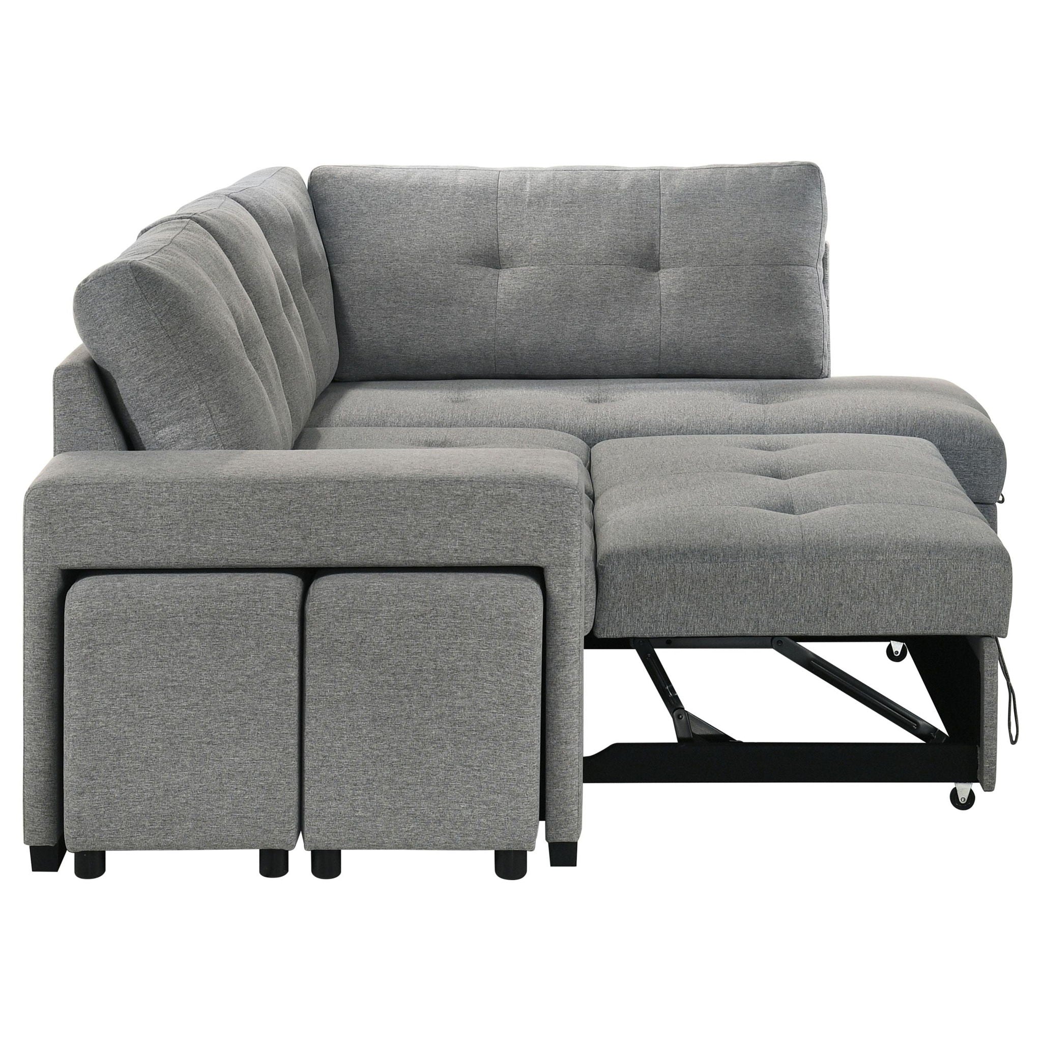 Roanne Fabric Upholstered Sleeper Sectional Sofa Grey - Atlantic Fine Furniture Melbourne FL