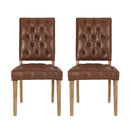 Sophisticated Dining Chair Set With Button Tufting - Light Brown / Weathered Wood