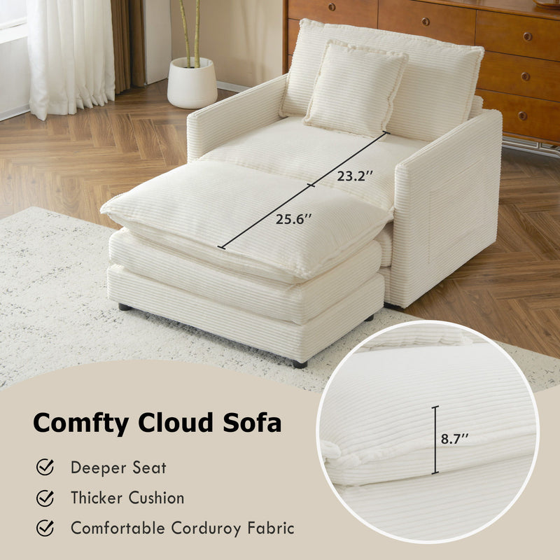 Modern Modular Sofa With Side Storage Pockets For Living Room