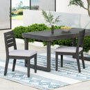 Patio Armless Dining Chair With Laid Back Slat Panel Design - Light Gray