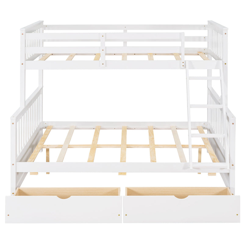 Twin Over Full Bunk Bed With Ladders And Two Storage Drawers