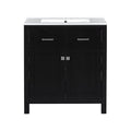 Bathroom Vanity With Ceramic Sink, Modern Single Bathroom Cabinet With 2 Doors And A Shelf, Soft Close Doors