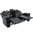 Home Theater Seating Manual Recliner Loveseat With Hide-Away Storage, Cup Holders And Led Light Strip For Living Room