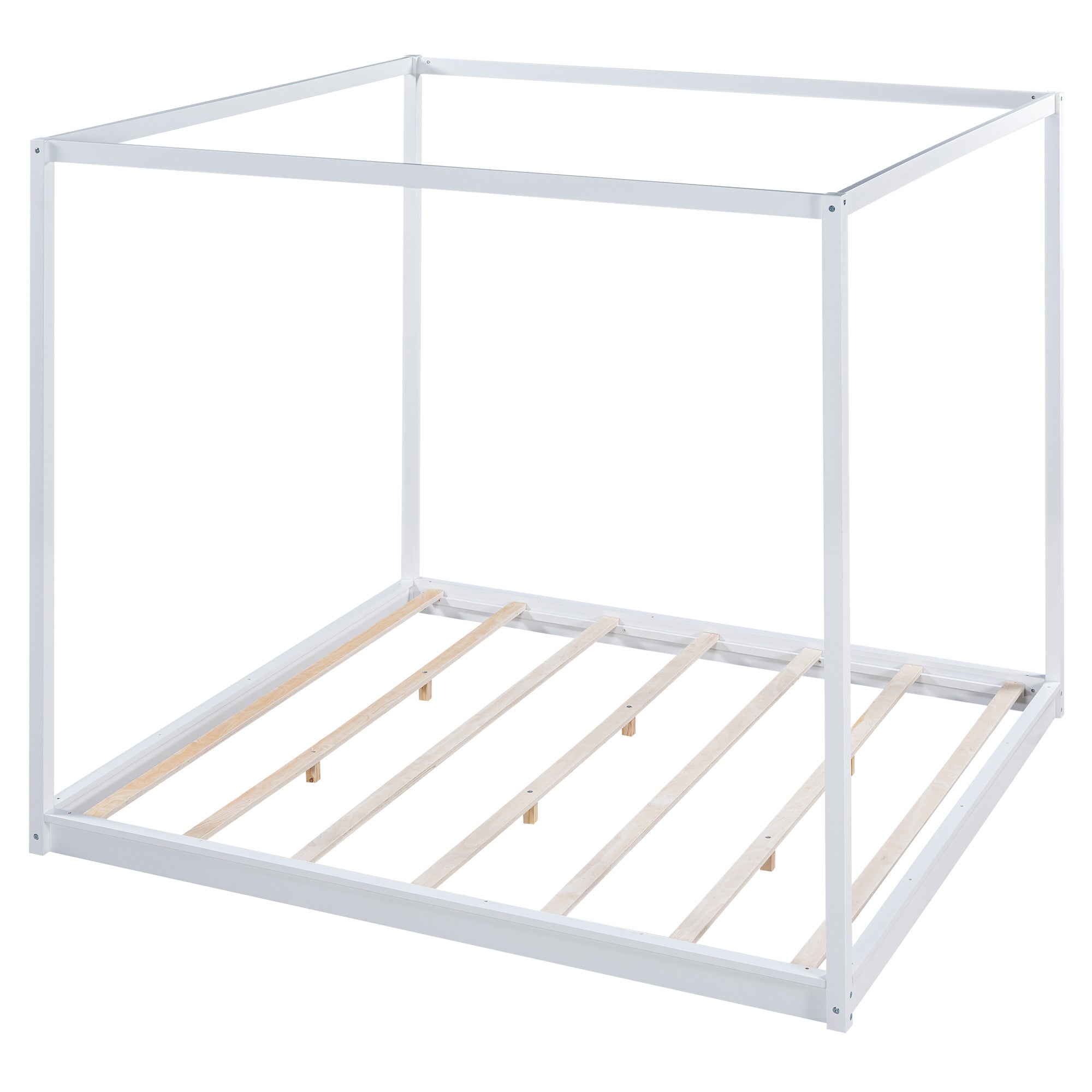 King Size Canopy Platform Bed with Support Legs,White - Atlantic Fine Furniture Melbourne FL