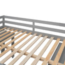 Loft Low Study Bed With Cabinet, Shelves And Rolling Portable Desk, Multiple Functions