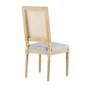 French Country Dining Chair With Rectangular Cane Backrest And Smooth Upholstered Seating