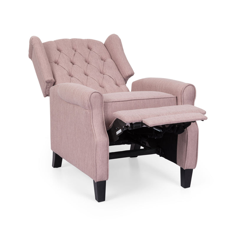 Wide Manual Wing Chair Recliner - Light Pink