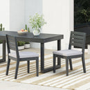 Patio Armless Dining Chair With Laid Back Slat Panel Design - Light Gray