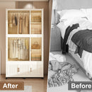 Portable Wardrobe Closet Storage Organizer For Clothes, 9 Magnetic Doors With 9 Cubes & 2 Hanging Rods, 6 Hangers - Cream White