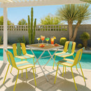 4 Piece Set Of Modern Striped Single Chairs With Folding Square Table