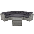 Elegant Patio Furniture Set Outdoor Daybed Rattan Sectional With Cushions And Center Table - Gray