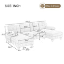U-Shaped Sectional Sofa 103.5" Black Chenille Fabric Couch With Dual Chaise Lounges, Storage Pockets, Armrest Pillows