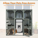 Outdoor Cat House Wooden Catio Enclosure With Cover - Large Cat Cage With Jump Platforms And Condos, Weatherproof - Gray