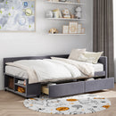 L Shaped Upholstered Platform Bed With Storage And Drawers