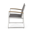 Poetic - Outdoor Dining Chair With Faux Wood Arms And Aluminum Frame (Set of 2) - Gray