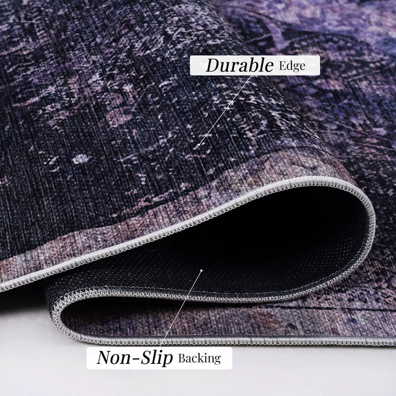 Maval - 6' X 9' Washable Area Rug - Anthracite