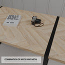 Modern Industrial Dining Table 59" Rectangular Light Wood With Metal Legs For 4 - 6 People - Natural Wood