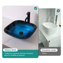 Artistic Vessel Sink With Faucet And Pop Up Drain - Blue