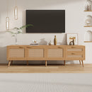 TV Stand, Media Console, 2 Drawers & Cable Management - Natural Wood
