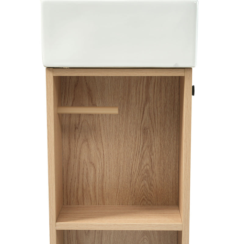 Bathroom Vanity With Sink, 21.6" Freestanding Wood Grain Cabinet With Storage Ideal For Small Bathrooms - Wood