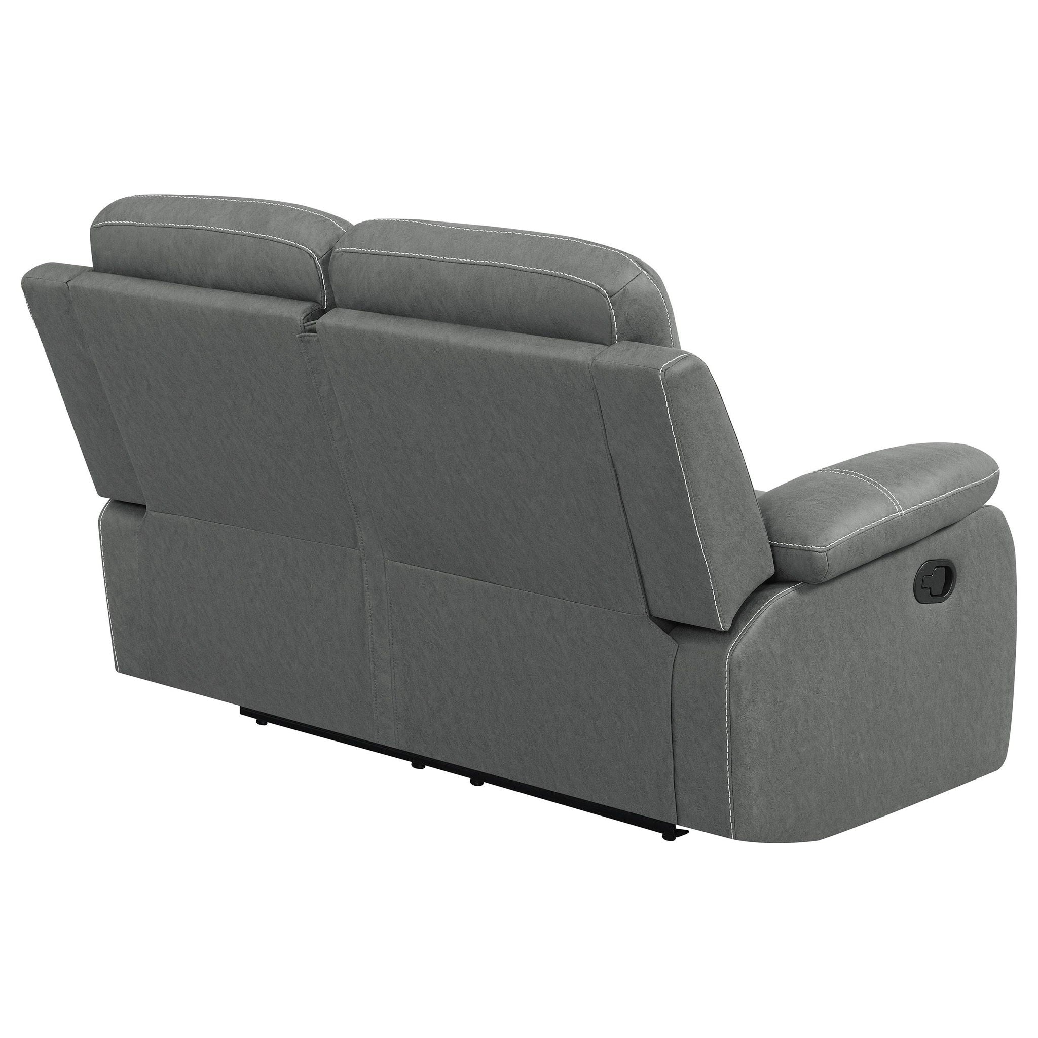 Nova Upholstered Padded Arm Reclining Loveseat Dark Grey - Atlantic Fine Furniture Melbourne FL