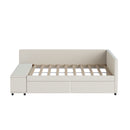 L Shaped Upholstered Platform Bed With Storage And Drawers