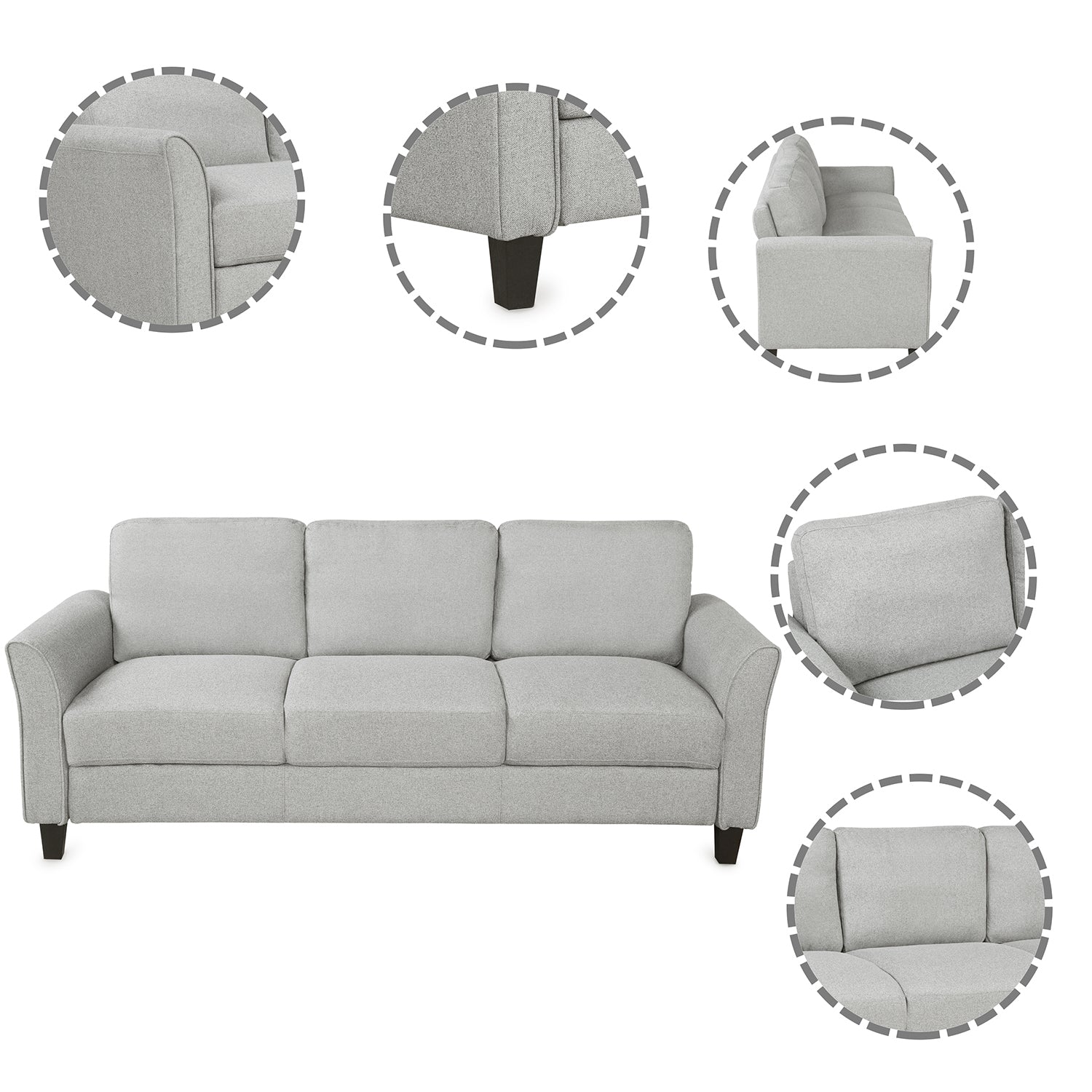Living Room Furniture Loveseat Sofa and 3-seat  sofa (Light Gray) - Atlantic Fine Furniture Melbourne FL