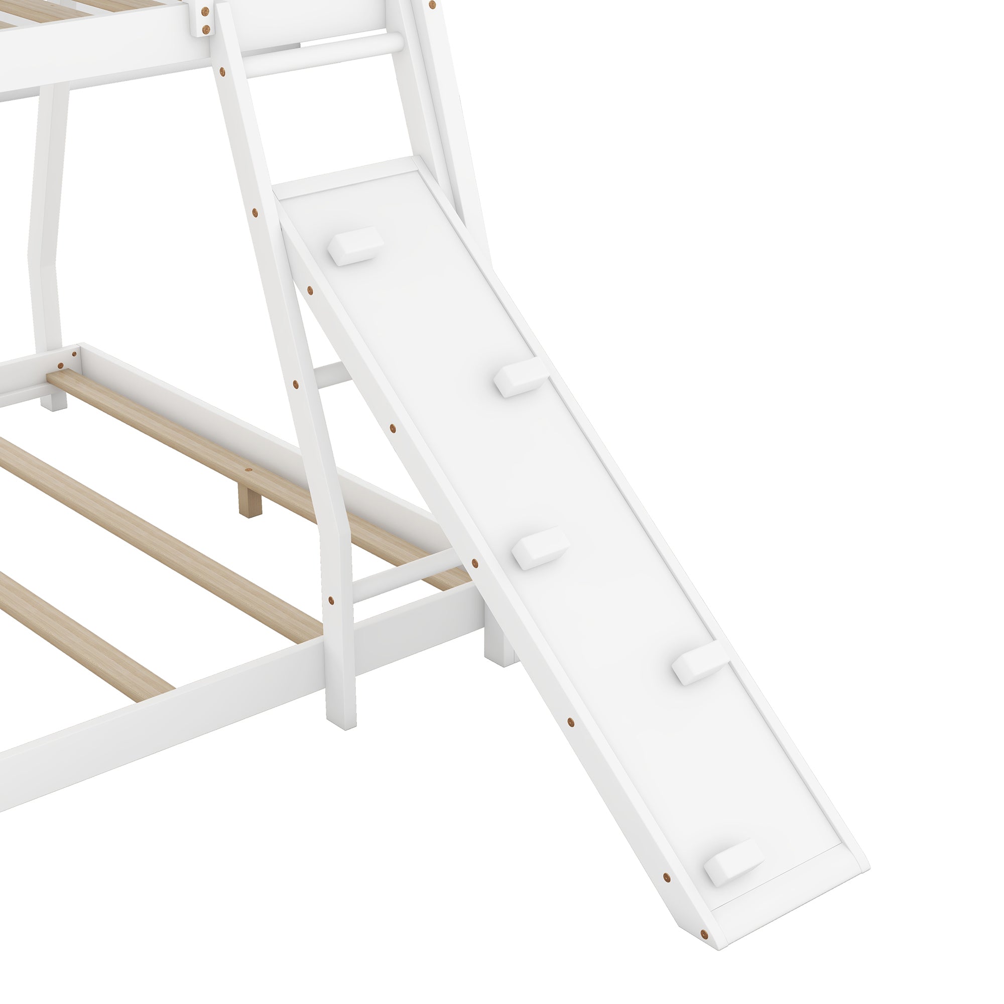 Twin over Queen House Bunk Bed with Climbing Nets and Climbing Ramp, White - Atlantic Fine Furniture Melbourne FL