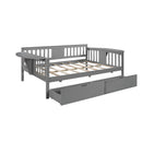 Full size Daybed with Two Drawers, Wood Slat Support, Gray