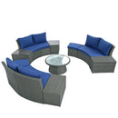 10 Piece Outdoor Sectional Half Round Patio Rattan Sofa Set
