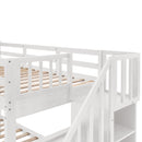 Stairway Bunk Bed With Storage And Guard Rail For Bedroom