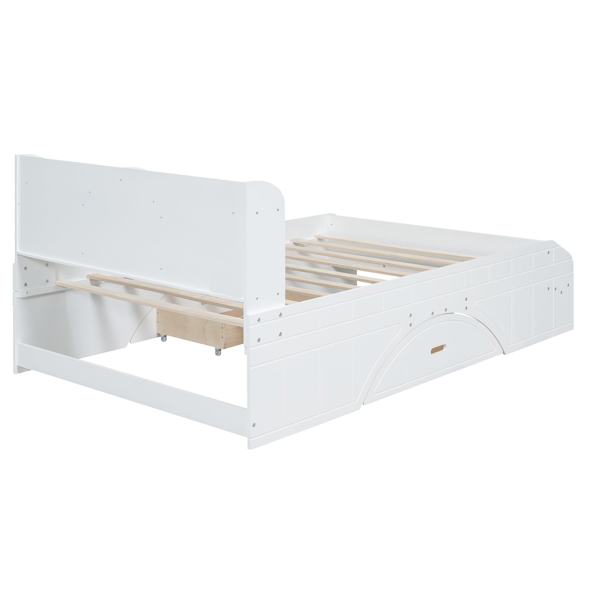 Wood Full Size Platform Bed with 2 Drawers, Storage  Headboard and Footboard, White - Atlantic Fine Furniture Melbourne FL