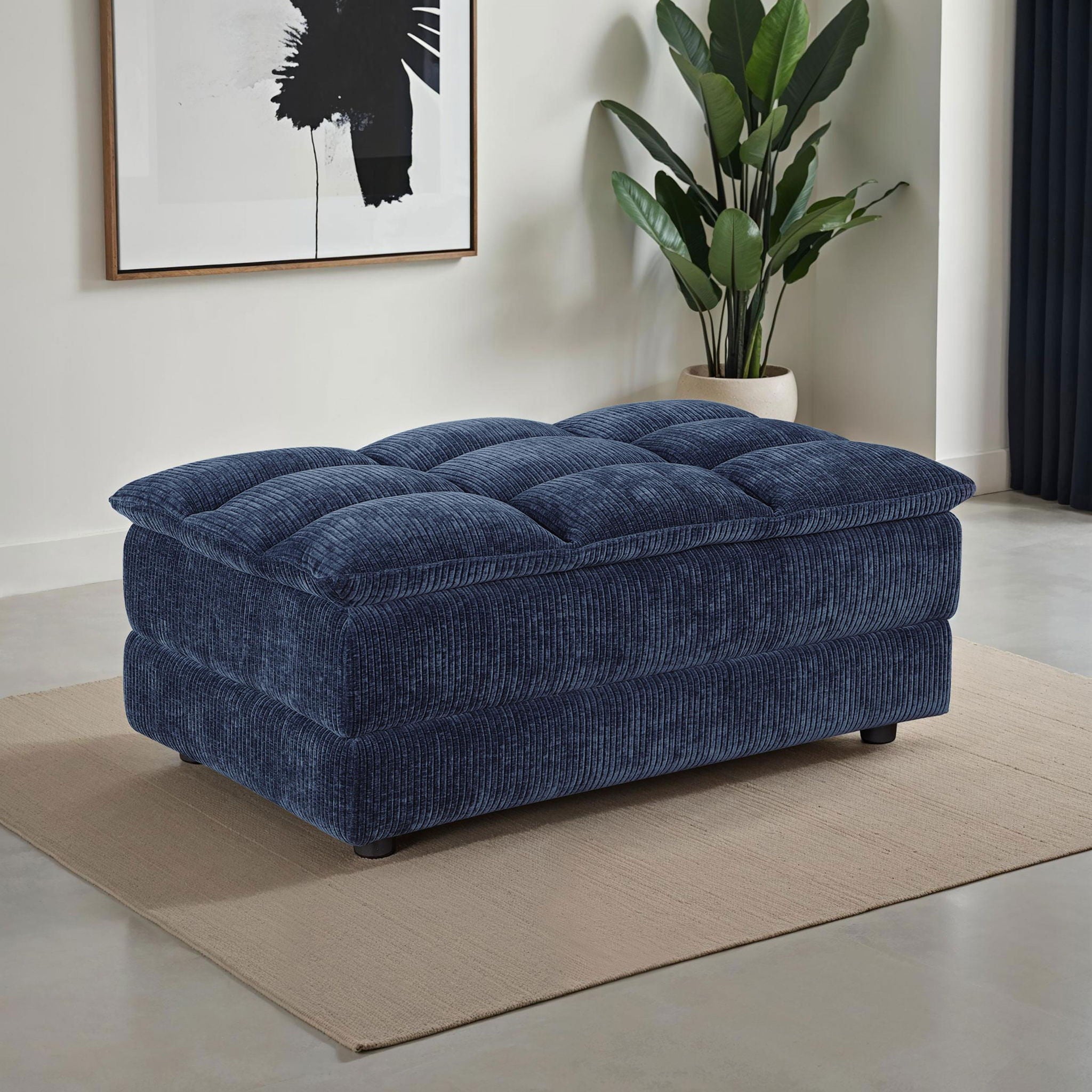 Atlantic Corduroy Upholstered Rectangular Ottoman Blue